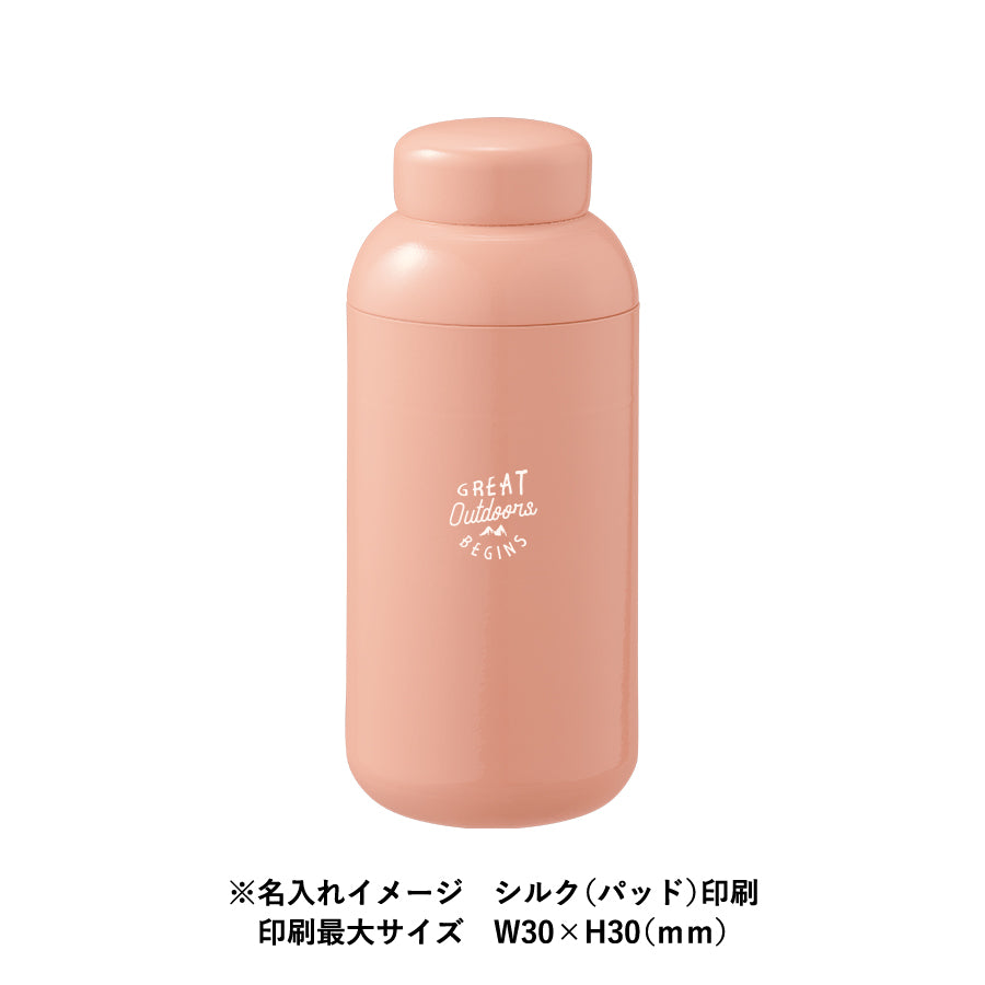 Maluttoサーモステンレスボトル400mlnにシルク(パッド)印刷最大サイズで名入れしたイメージ