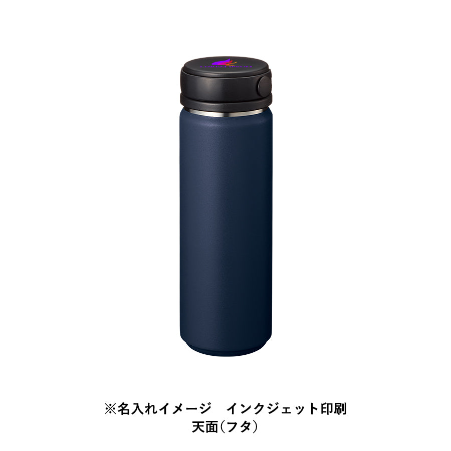 Zalattoサーモハンドルスタイルボトル500ml　ver.2はインクジェット印刷で名入れしたイメージ　天面(フタ)