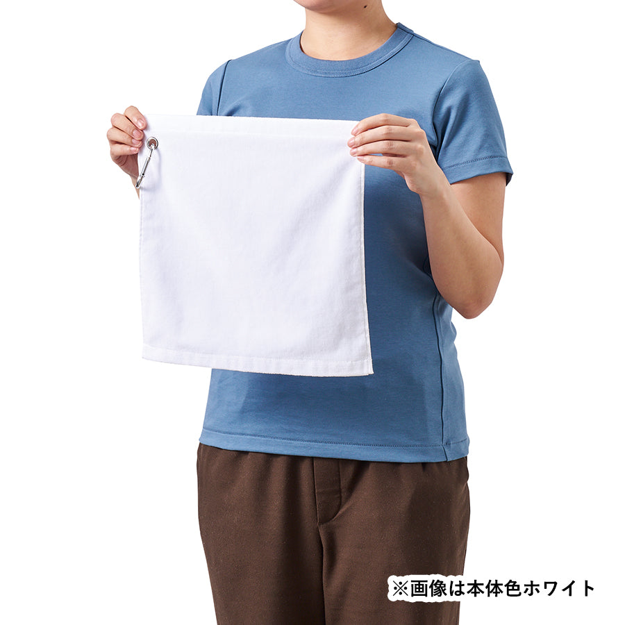 プリントしやすいコットンシャーリングカラビナ付ハンドタオル　大きさイメージ