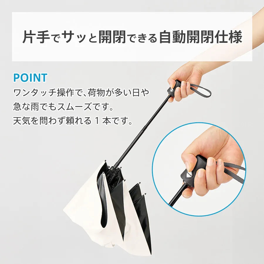 自動開閉遮熱遮光折りたたみ傘　片手でサッと開閉