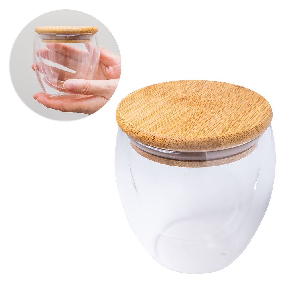 蓋付ダブルウォール耐熱グラス250ml - 販促日本一