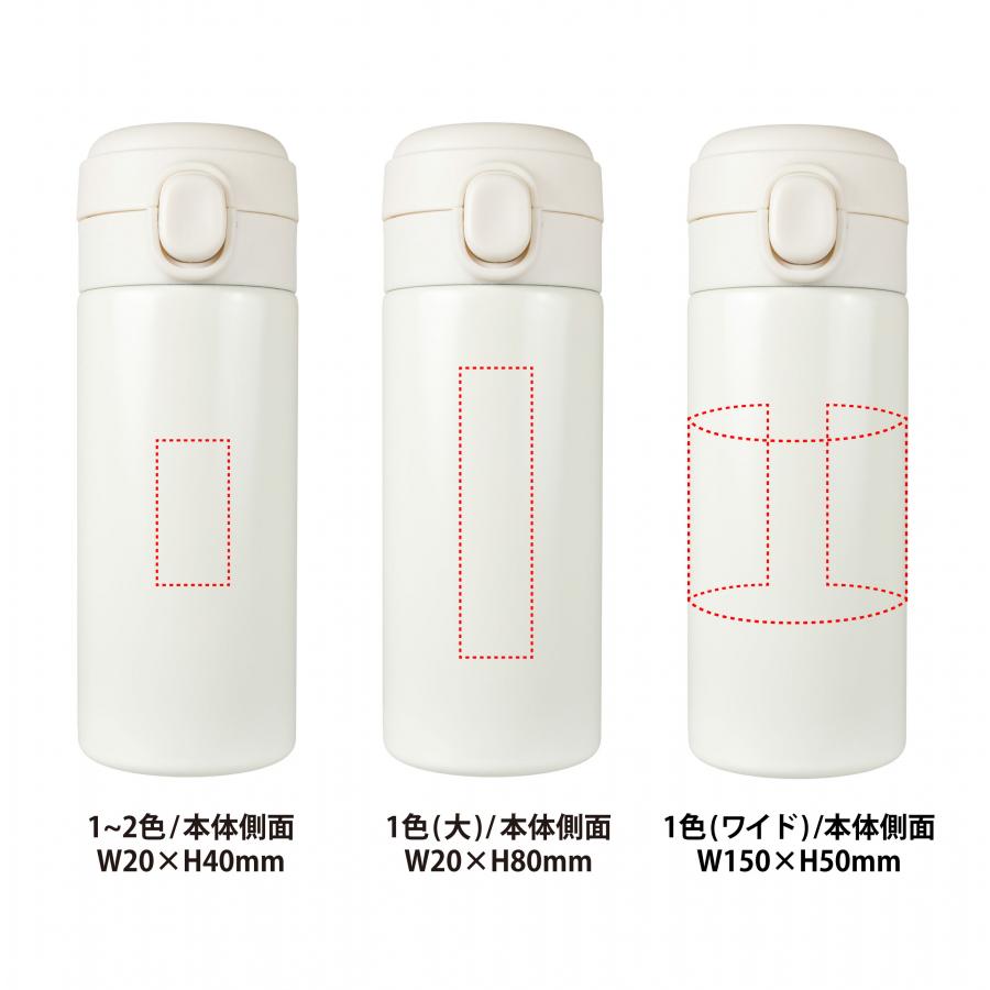ワンタッチ真空ステンレスボトル300ml  名入れ箇所イメージ