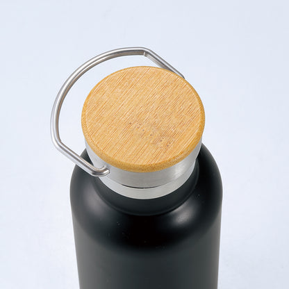 バンブーキャップ付き真空ステンレスボトルの上から見た画像