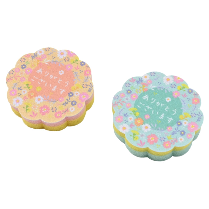 「ありがとうございます」ダイカットキッチンスポンジ（１コ入）　カラーとデザインイメージ