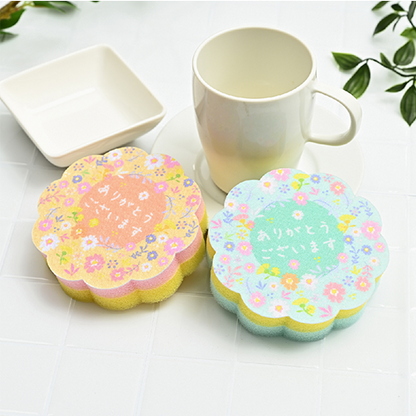 「ありがとうございます」ダイカットキッチンスポンジ（１コ入）　２色