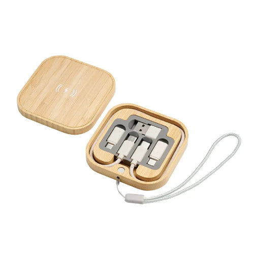 バンブーワイヤレス充電器＆ケーブルセット