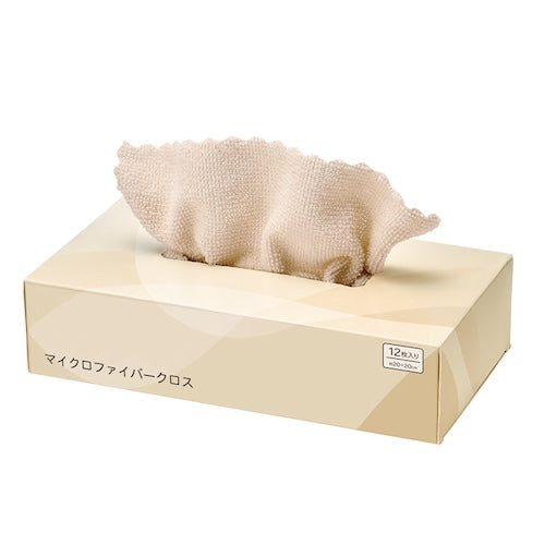 ボックス入り マイクロファイバークロス12枚パッケージ置いた状態