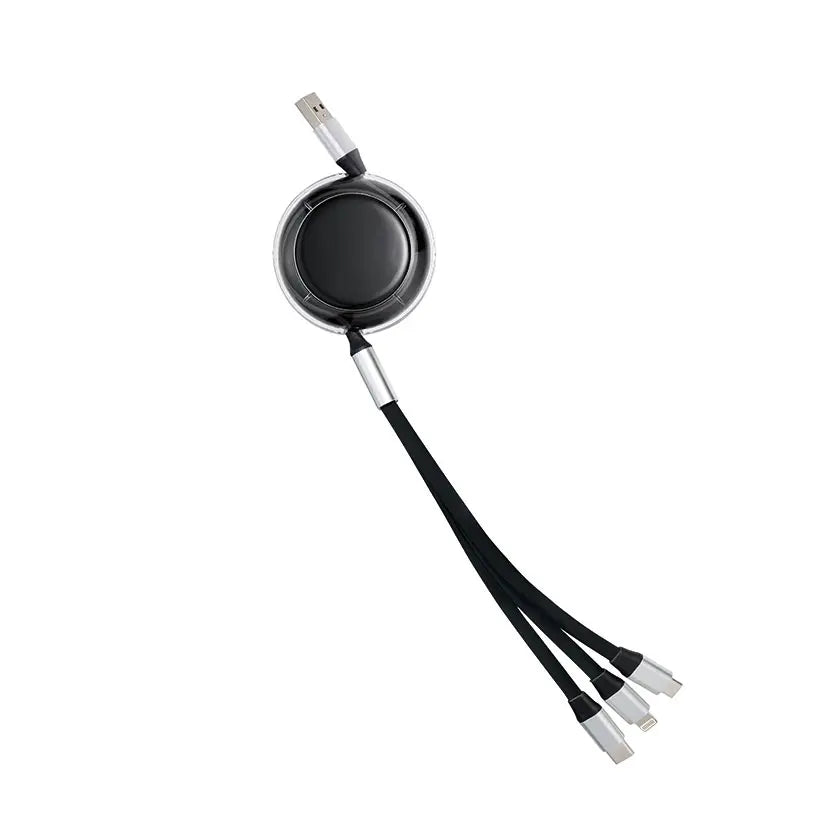 コードリール３in１充電ケーブルのブラック