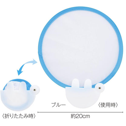 小さくたためる！ポケットうちわ１枚　＃ＣＯ２排出権付　折りたたみ時と使用時の比較