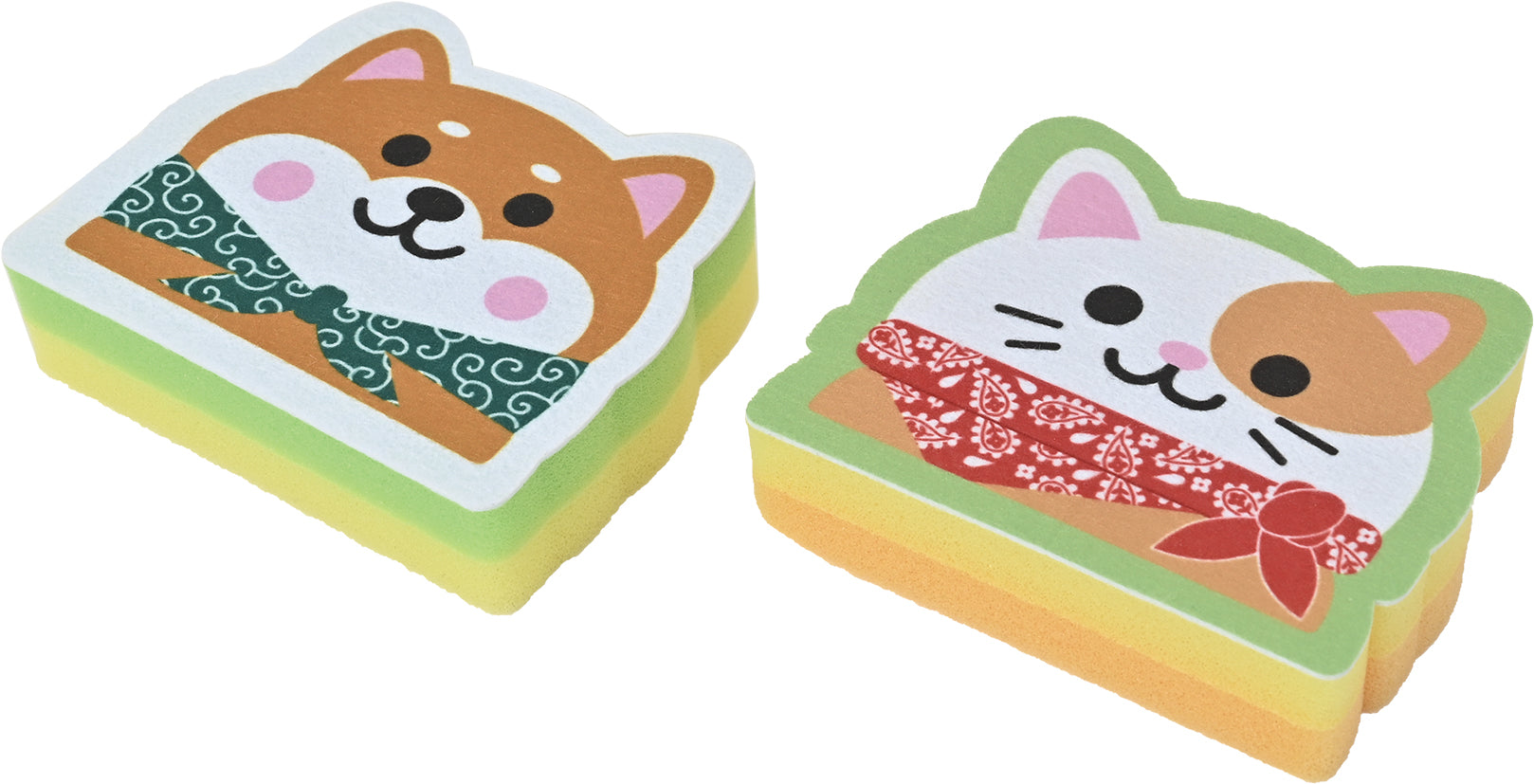 わんにゃんダイカットキッチンスポンジ（1コ入）　犬と猫
