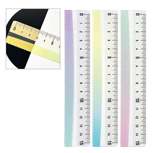 メモリが見やすい　色づく定規　１５ｃｍ１個　全体カラーイメージ