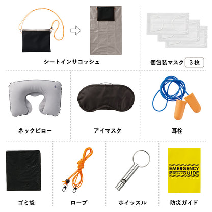 防災緊急10点セット　シートインサコッシュタイプ　ブラック