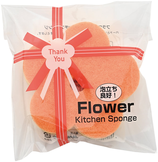 フラワーダイカットキッチンスポンジ（1コ入）　袋入りイメージ