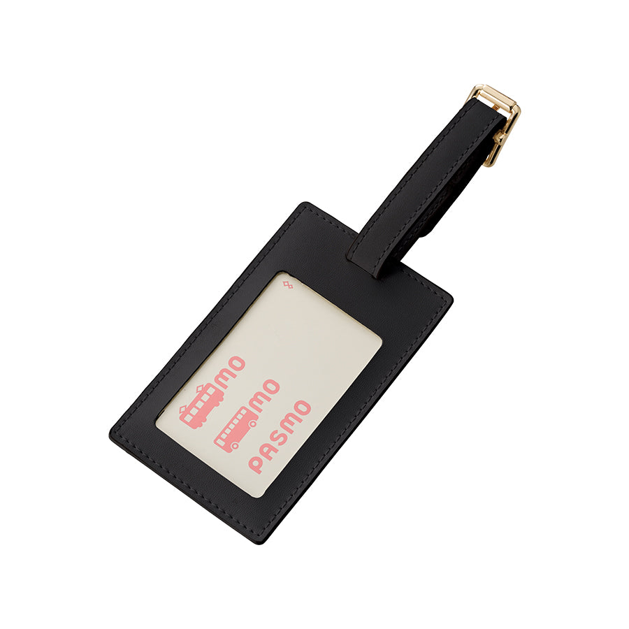 全面印刷できる合皮ラゲッジタグ　カード入れたイメージ　ブラック
