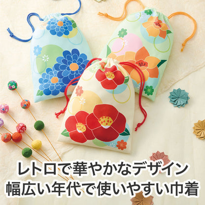 はなわらい 巾着袋　レトロで華やかなデザイン