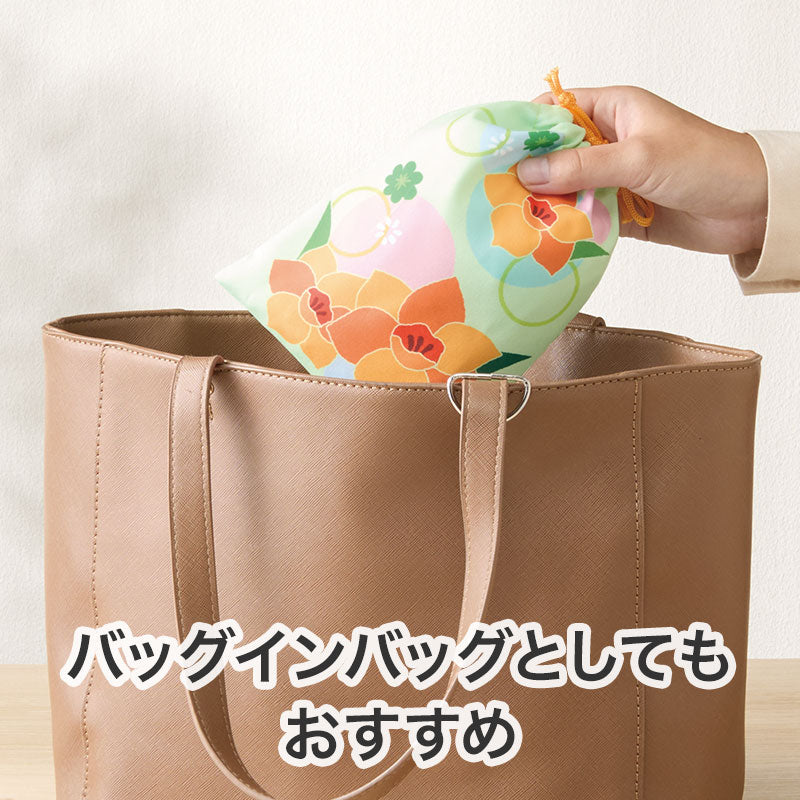 はなわらい 巾着袋　バッグインバッグとして