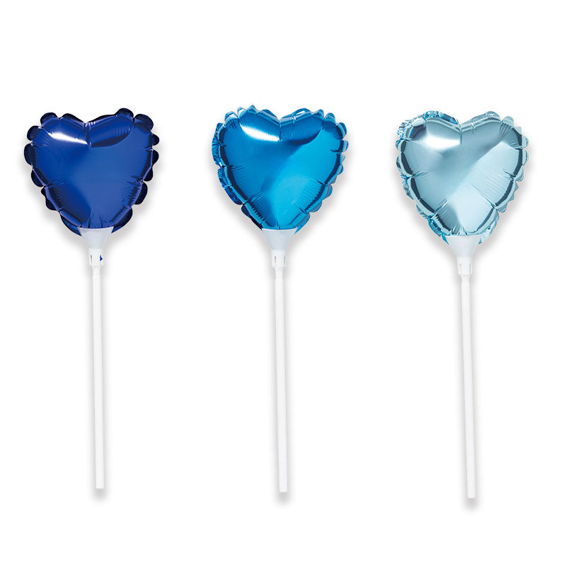 ハート スティックバルーン　カラーイメージ　三種類(ブルー系)