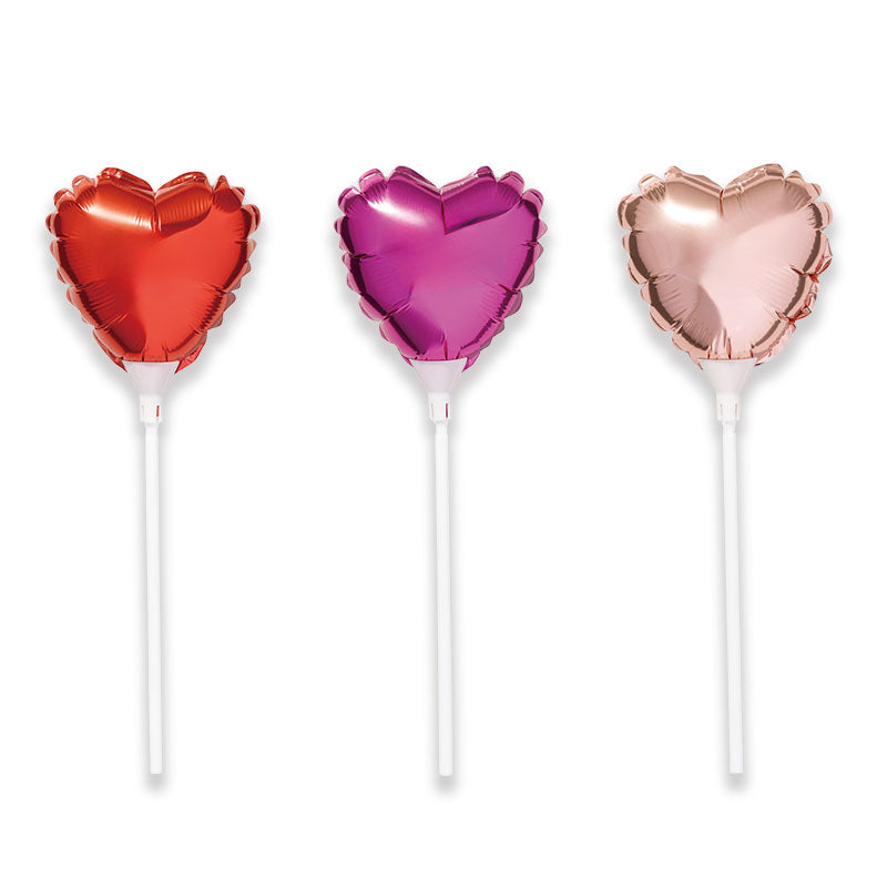 ハート スティックバルーン　カラーイメージ　三種類(レッド系)