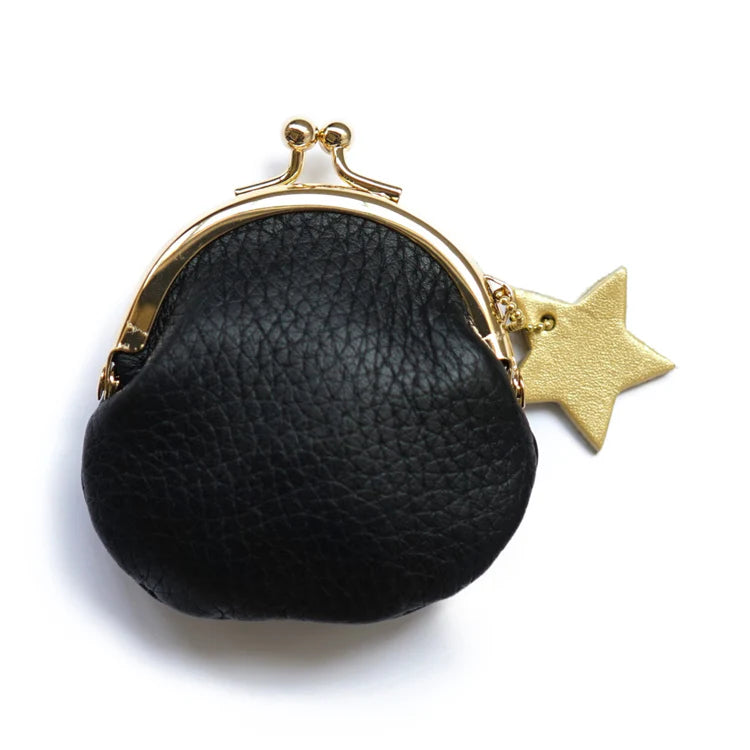 hoshinooto/本革 mini がま口財布 [Gemini-ジェミニ]　ブラック