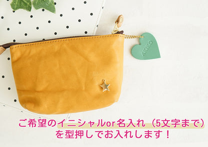hoshinooto/本革ハートチャーム（大サイズ）　ご希望のイニシャルか名入れ(5文字まで)を型押しでお入れします