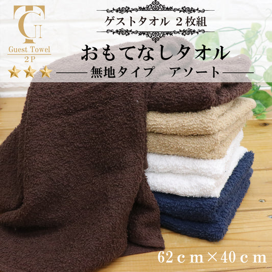 ゲストタオル　おもてなしタオル　無地　2枚組