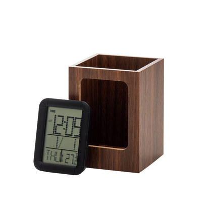 ウッド調ペンスタンドクロック