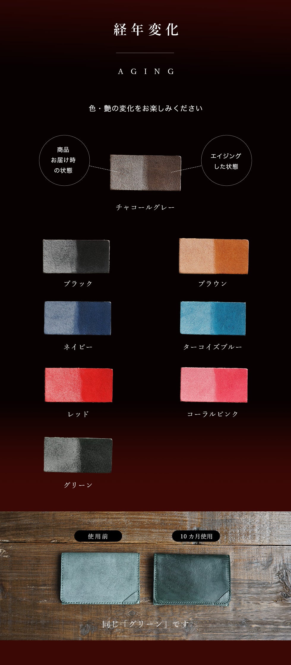 jour7［ジョルセ］/ロロマ名刺入れ [partie-パルティ]　経年変化のイメージ