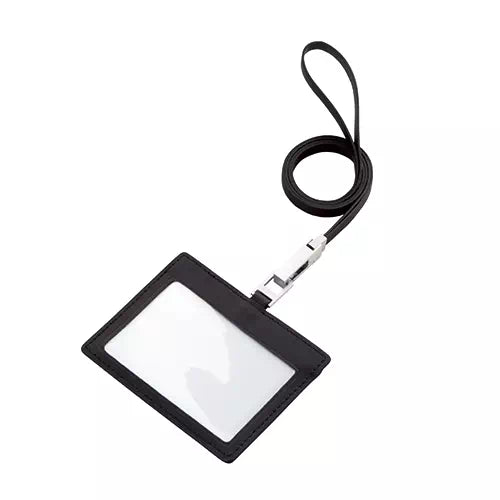 レザーIDカードホルダー（ネックストラップ付）　ブラック