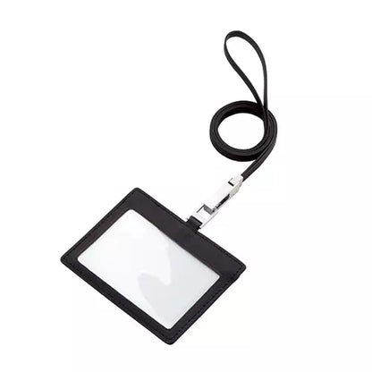 レザーIDカードホルダー（ネックストラップ付）　ブラック