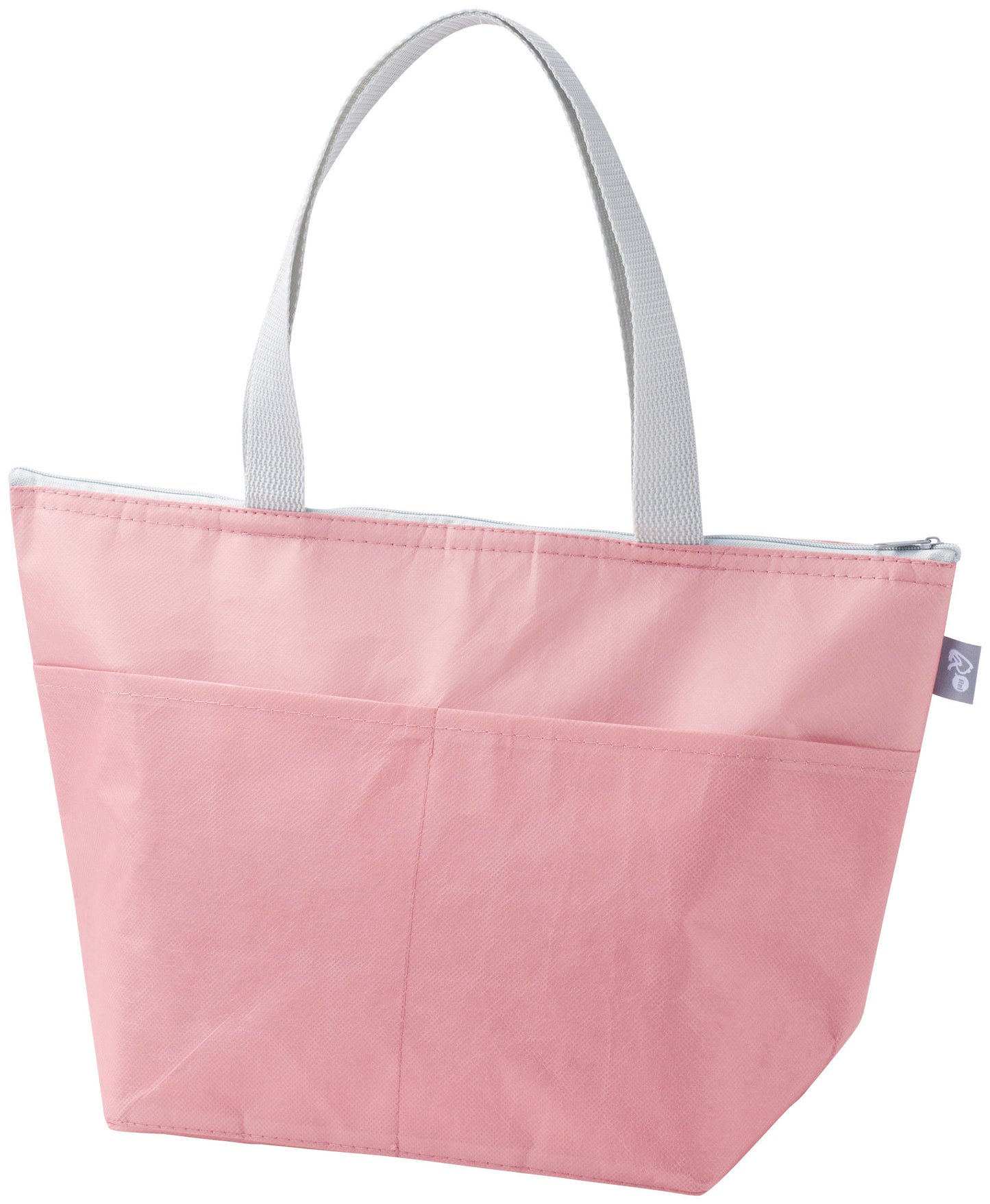 リル　再生PETポケット付保冷温バッグのピンク　ポッケの面