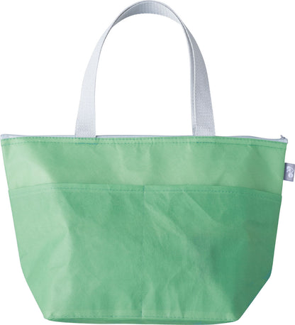 リル　再生PETポケット付保冷温バッグのグリーン　ポッケ面