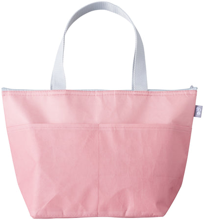 リル　再生PETポケット付保冷温バッグのピンク　ポッケの面