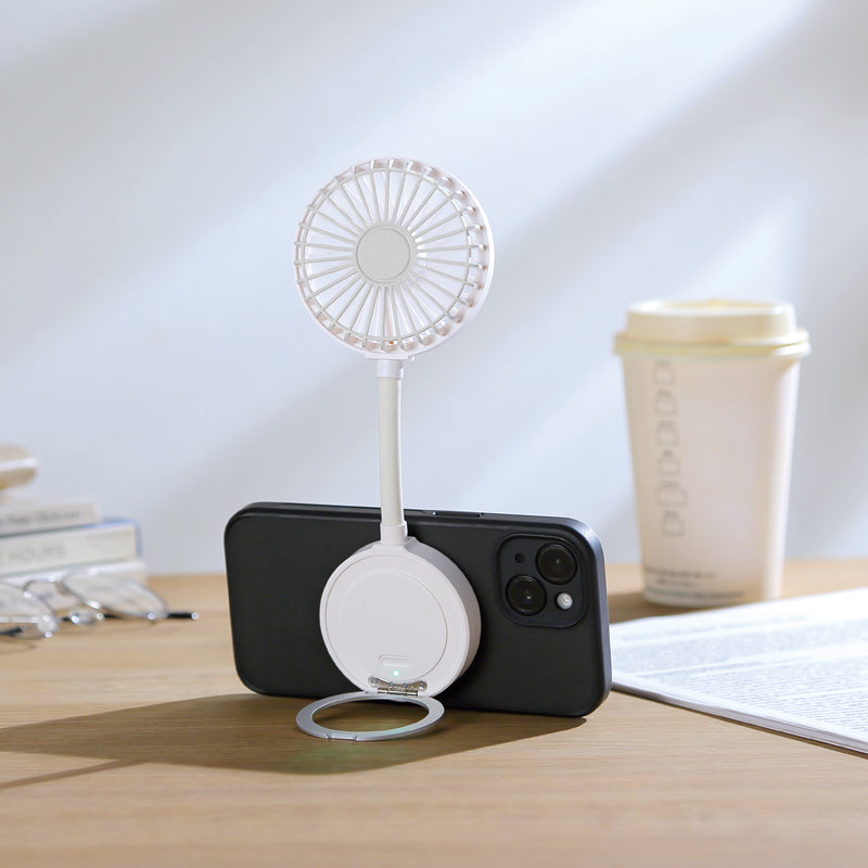 マグネット対応充電式フレキシブルアームファン　卓上でも使用可