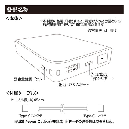 モバイルチャージャー8000　デジタル表示付　各部名称