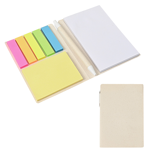 〈牛乳パック再利用〉手帳型ふせんセット（ボールペン付）　セット内容