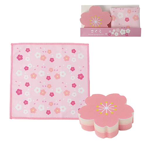 さくらダイカットスポンジ＆クロスセット　全体イメージ