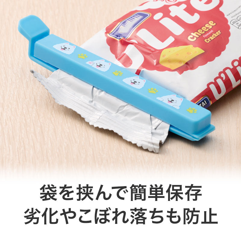 笑顔があふれますように サモエドさんマグネット付きフードクリップ（2個組）　袋を挟んで簡単保存、劣化やこぼれ落ち防止