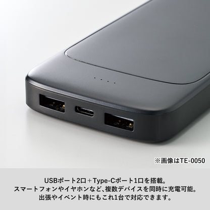 準固体電池モバイルチャージャー5000　USB２口＋タイプＣ１口搭載