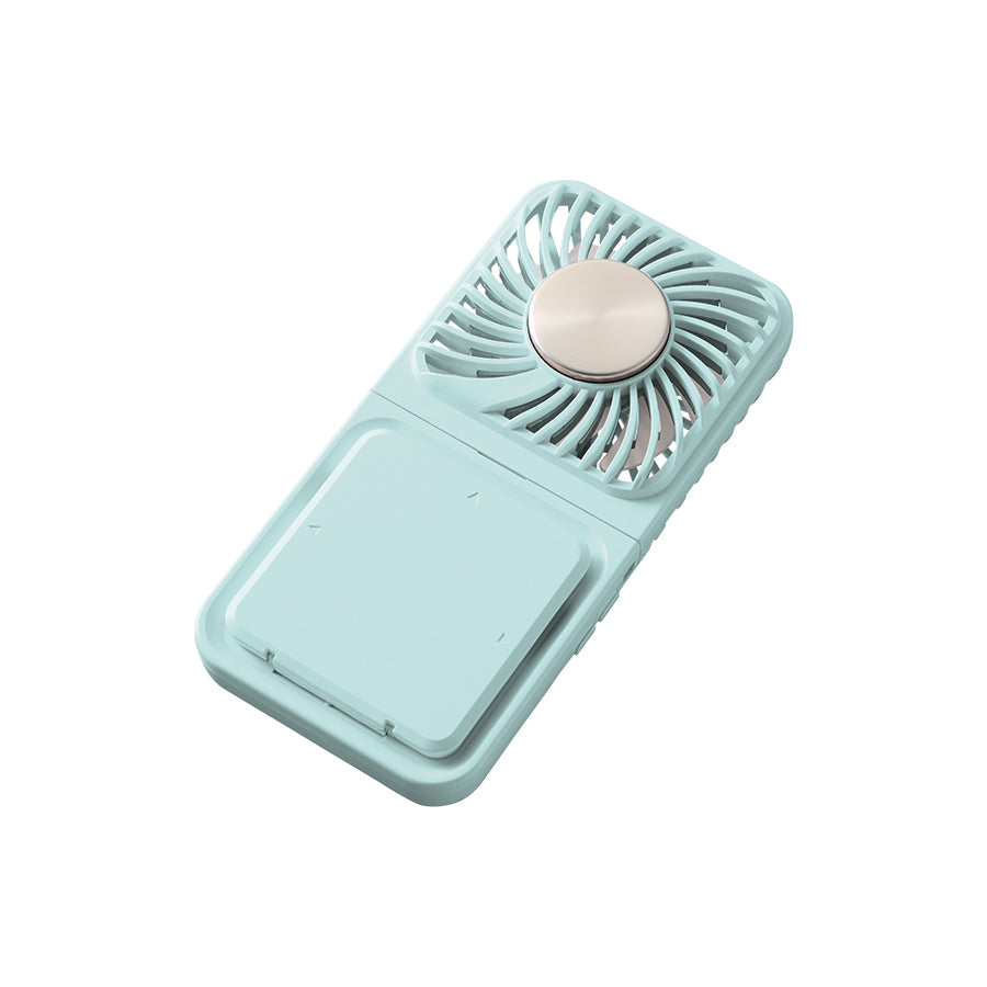 スマホスタンド付冷却プレートUSBファン　ライトブルー　