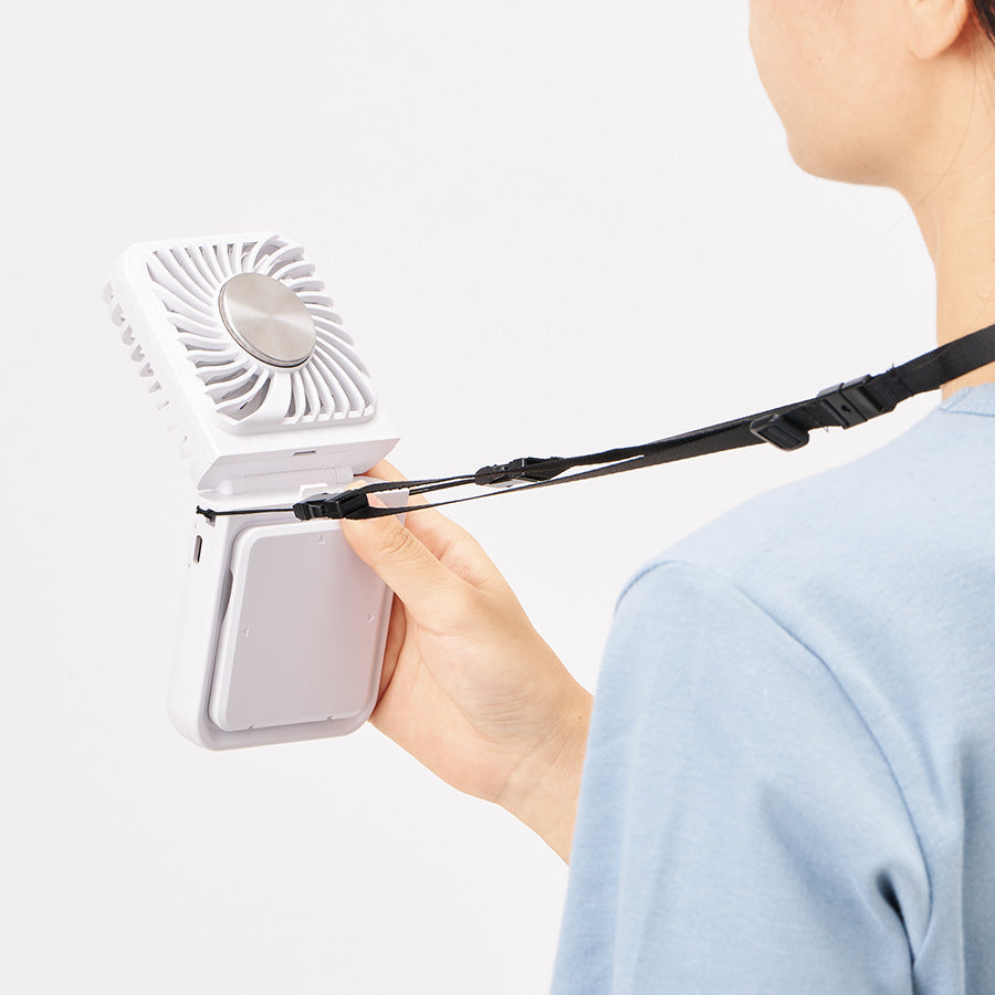 スマホスタンド付冷却プレートUSBファン ストラップ付