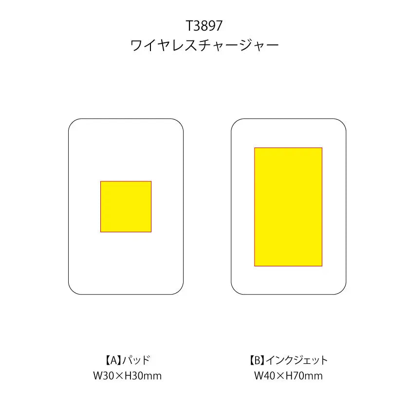 ワイヤレスチャージャーの印刷範囲