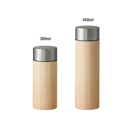 木目調ボディサーモボトル450ml　300mlとの比較