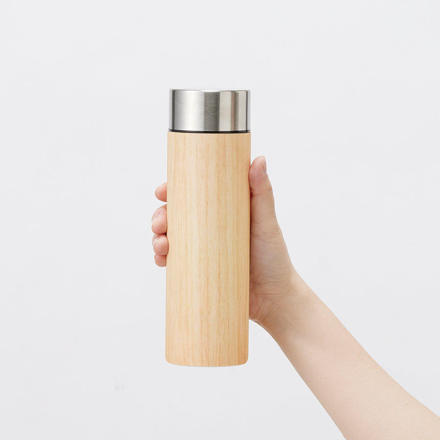 木目調ボディサーモボトル450ml　サイズイメージ