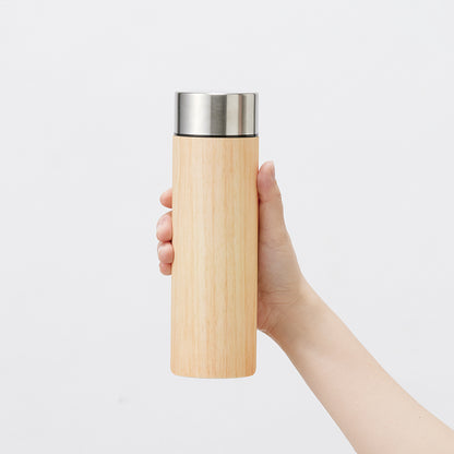 木目調ボディサーモボトル450ml　サイズイメージ